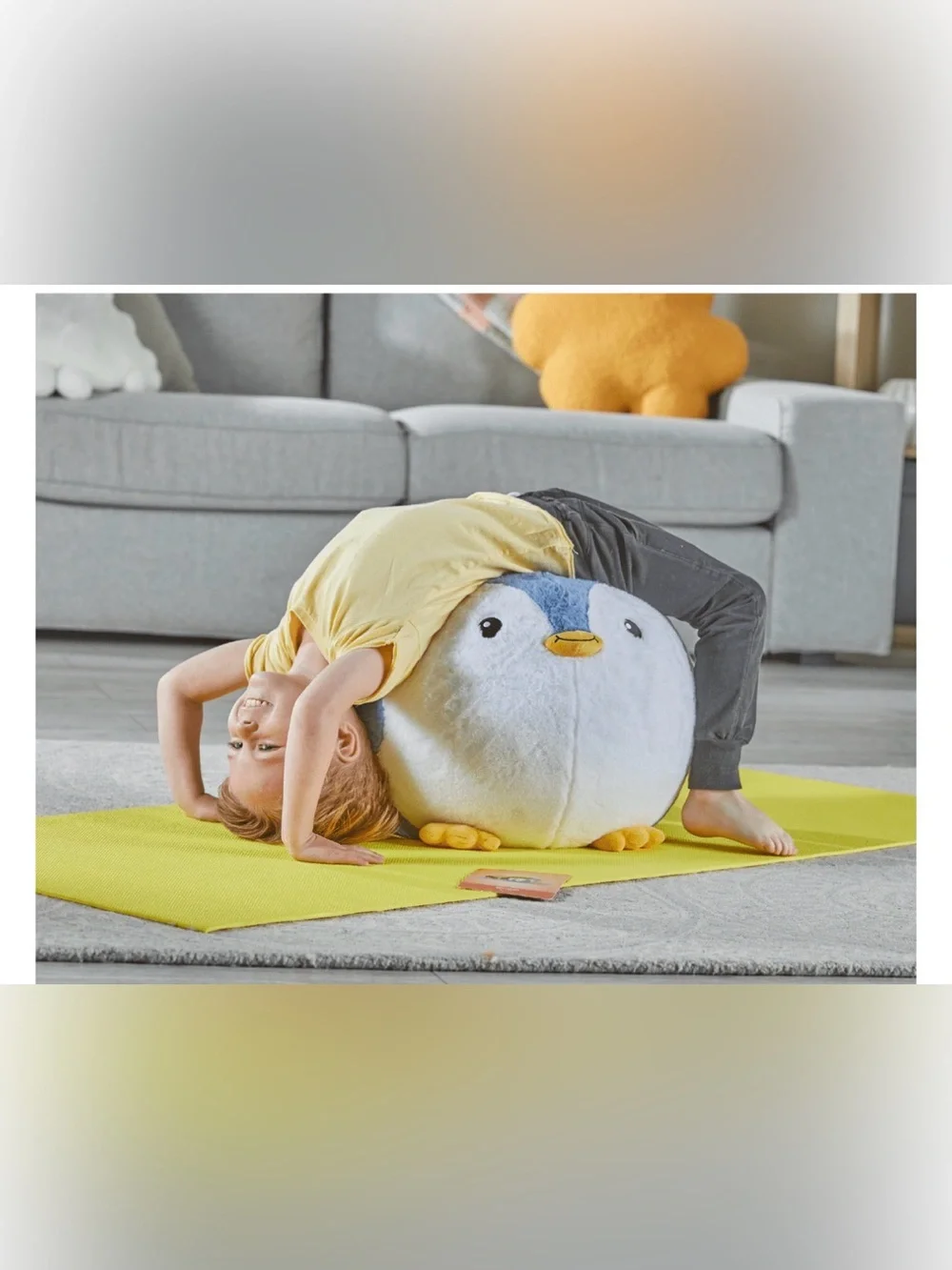 BNWT BubblePlush Yoga Ball Buddy - Blue Penguin Plush for Kids